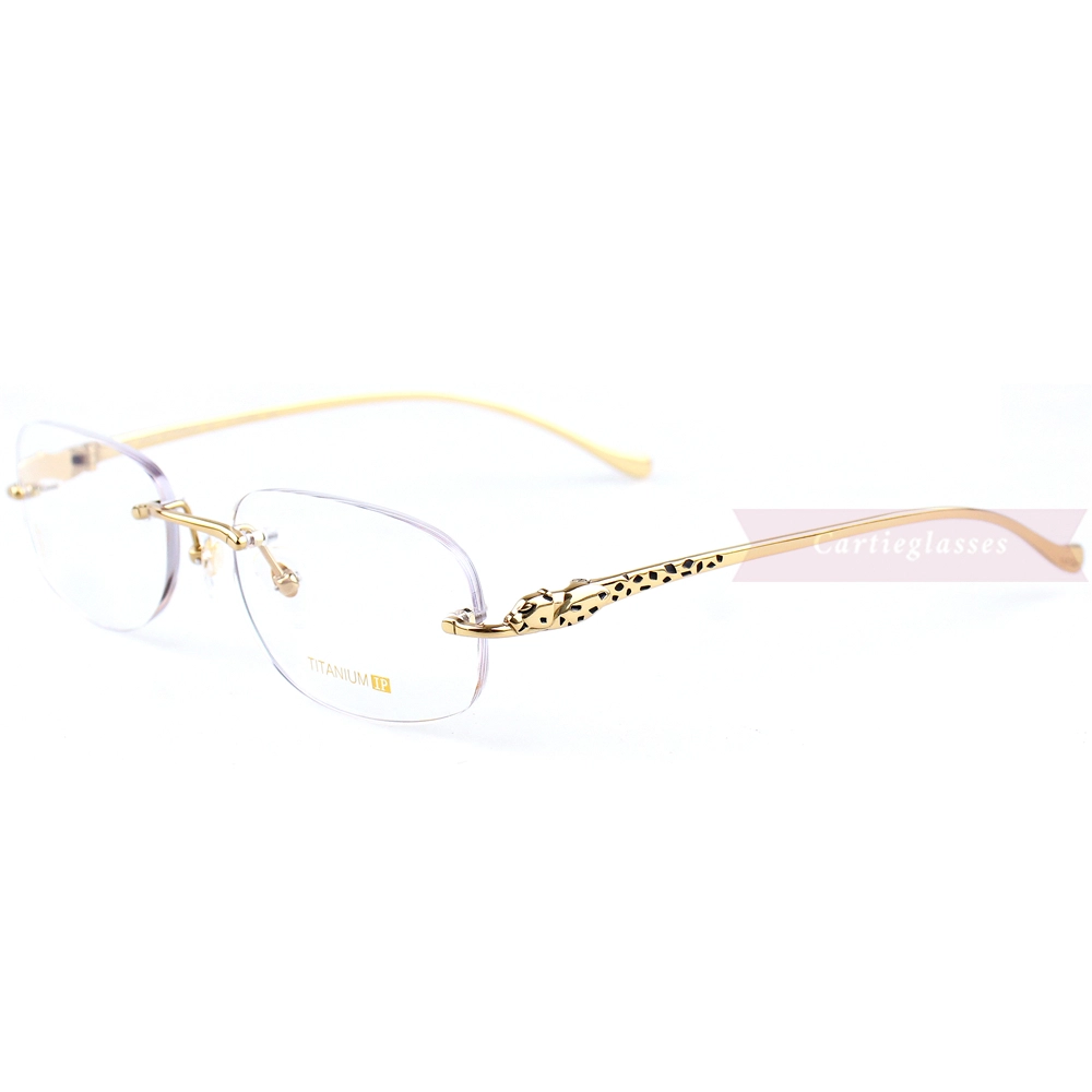 Cartier PANTHèRE Real Gold Plating Titanium Rimless Eyeglasses CT0058 (4)1