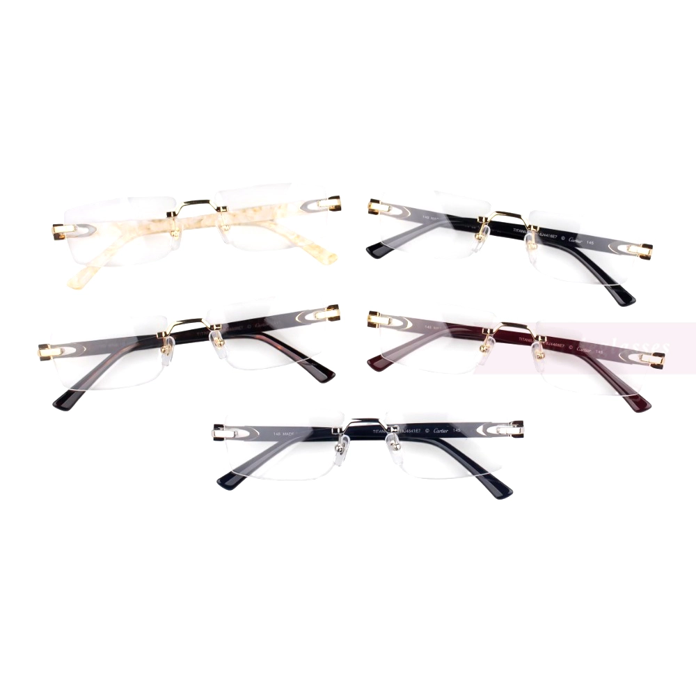 Cartier C Decor Acetate Titanium Rimless Eyeglasses CT0581O (1)