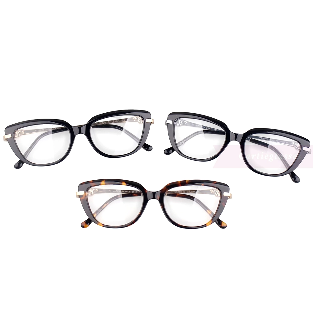 Cartier PANTHèRE Cateye Design Acetate Titanium Rimless Eyeglasses CT0282O (1)