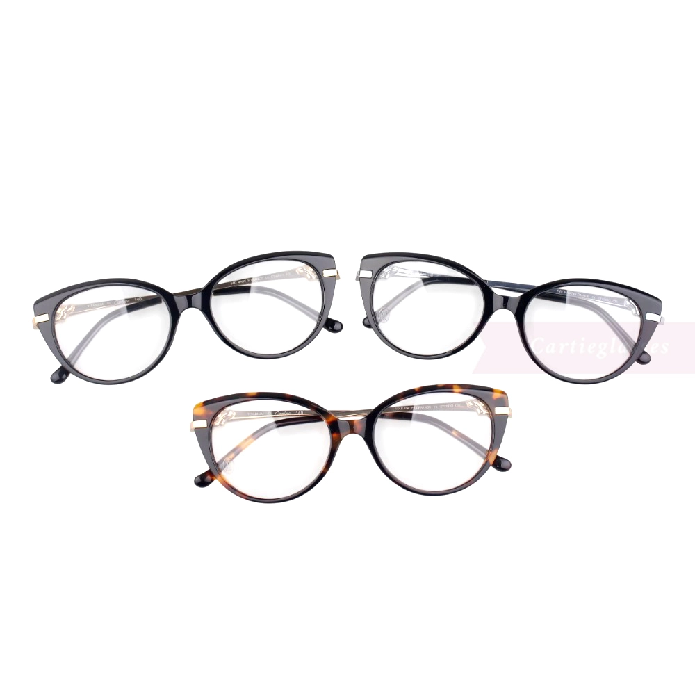 Cartier PANTHèRE Cateye Design Acetate Titanium Full Frame Eyeglasses CT0283O (15)