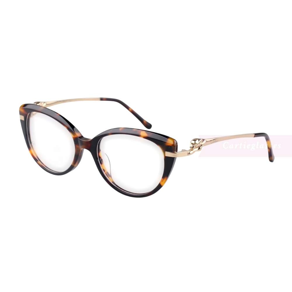 Cartier PANTHèRE Cateye Design Acetate Titanium Full Frame Eyeglasses CT0283O (2)