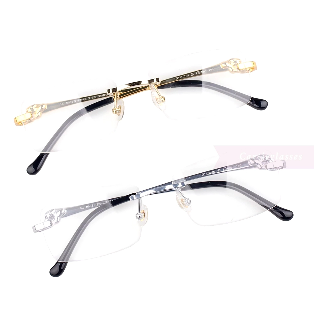 Cartier PANTHèRE Cateye Design Titanium Rimless Eyeglasses CT0281O (1)