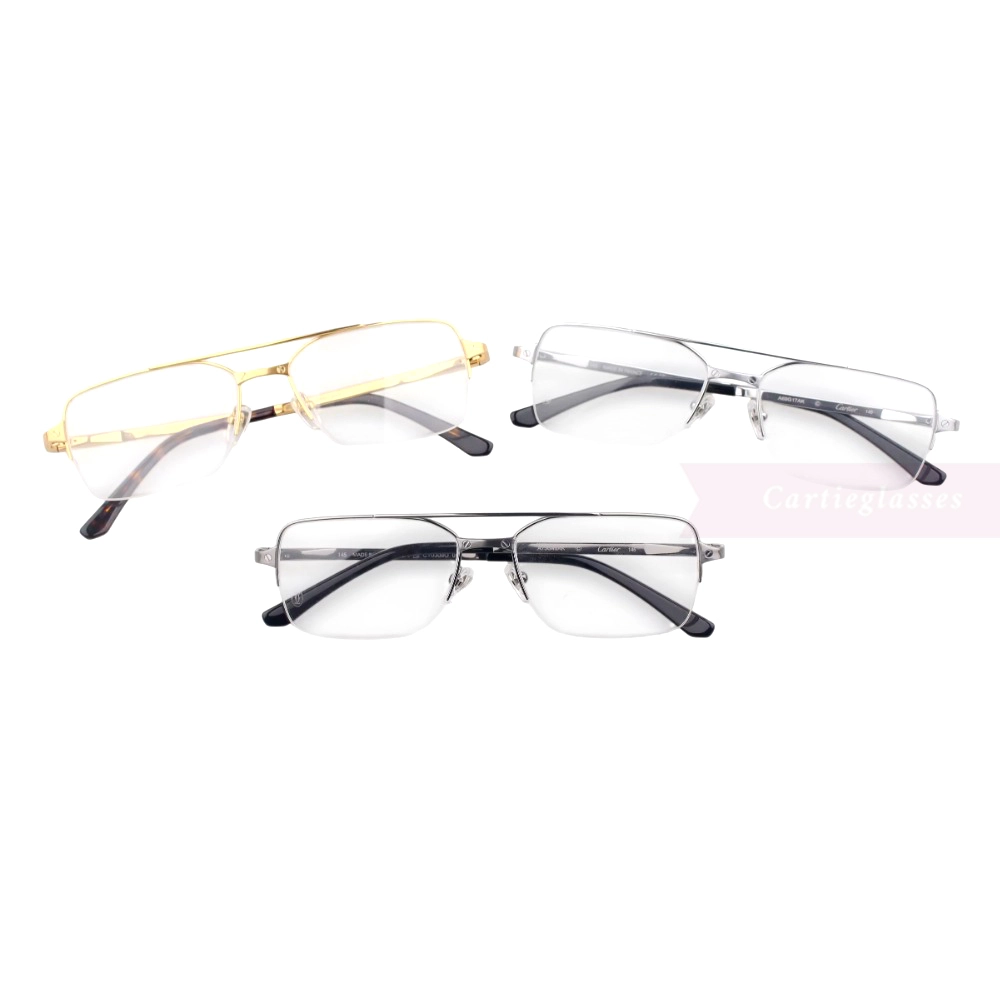 Cartier Santos De Titanium Double Bridge Half Frame Eyeglasses CT0308O (1)