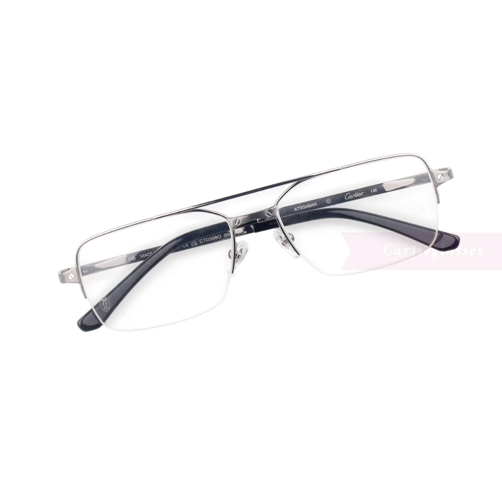 Cartier Santos De Titanium Double Bridge Half Frame Eyeglasses CT0308O (7)
