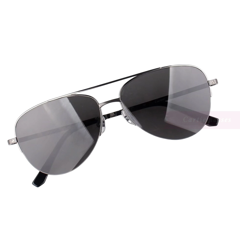 Cartier Santos De Titanium Pilot Double Bridge Half Frame Sunglasses CT0256O (11)