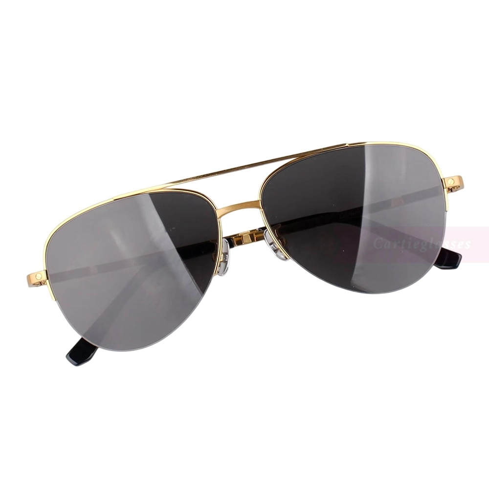 Cartier Santos De Titanium Pilot Double Bridge Half Frame Sunglasses CT0256O (2)