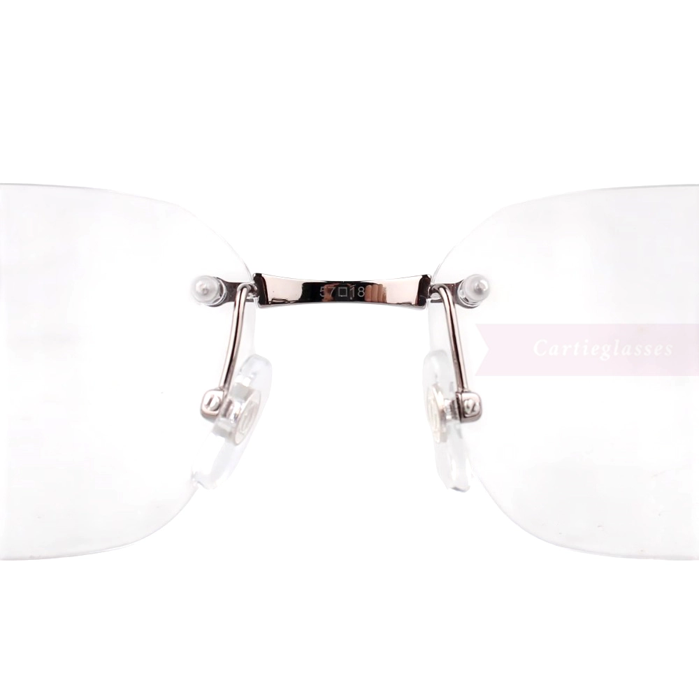 Cartier Santos De Wide Rectangle Titanium Rimless Eyeglasses CT0407O (2)