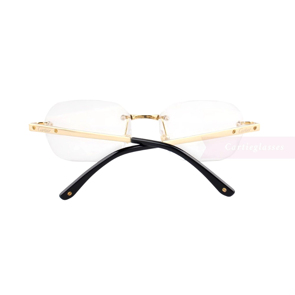 Cartier Santos De Wide Rectangle Titanium Rimless Eyeglasses CT0407O (7)