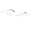 Cartier Santos De Wide Rectangle Titanium Rimless Eyeglasses CT0407O (9)