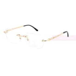 Cartier Santos De Wide Rectangle Titanium Rimless Eyeglasses CT0407O (9)