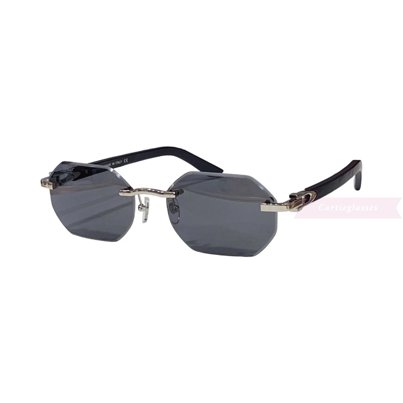 Cartier C Decor Cut Lenses Wooden Rimless Sunglasses CT0439S (4)