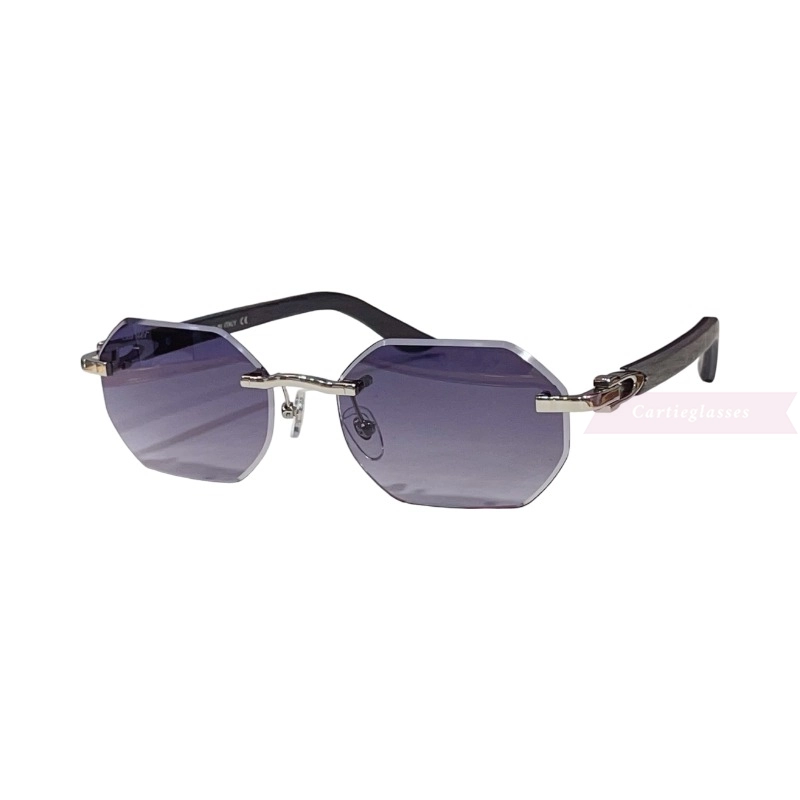 Cartier C Decor Cut Lenses Wooden Rimless Sunglasses CT0439S (5)