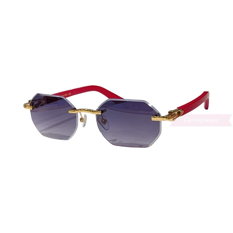 Cartier C Decor Cut Lenses Wooden Rimless Sunglasses CT0439S (7)