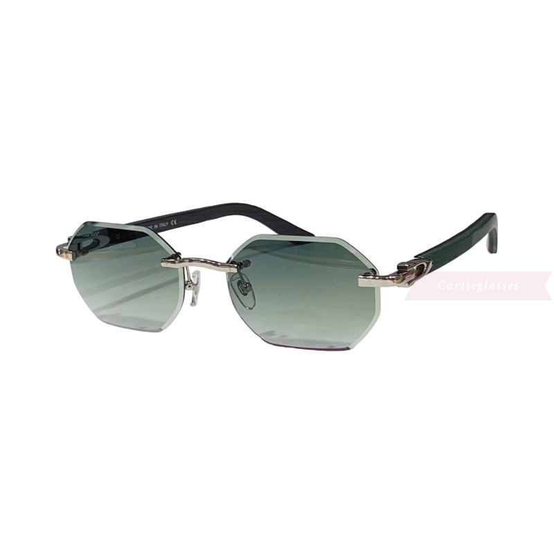 Cartier C Decor Cut Lenses Wooden Rimless Sunglasses CT0439S (9)