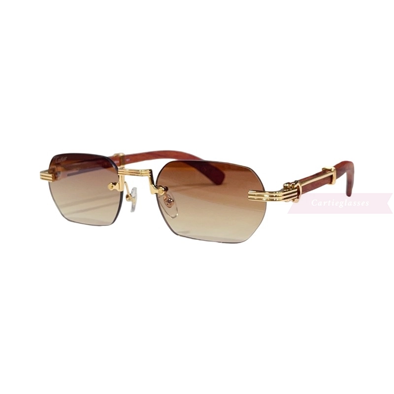 Cartier Première De Wooden Rimless Sunglasses CT0362s (1)